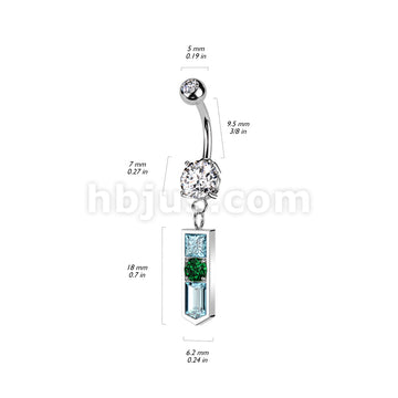 316L Surgical Steel Double Jeweled Belly Button Ring With Pointed... - Image 4
