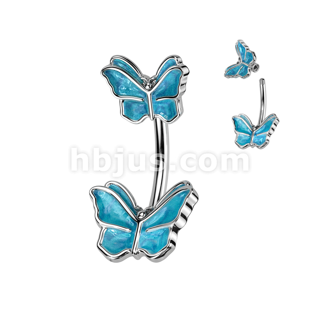 316L Surgical Steel 316L Surgical Steel Belly Button Ring With Double... - Image 2