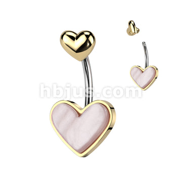 316L Surgical Steel 316L Stainless Steel Double Heart Belly Button Ring... - Image 2