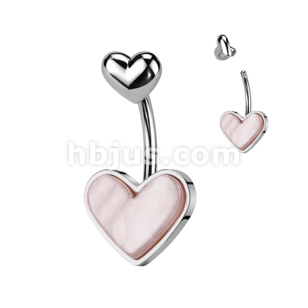 316L Surgical Steel 316L Stainless Steel Double Heart Belly Button Ring... - Image 3