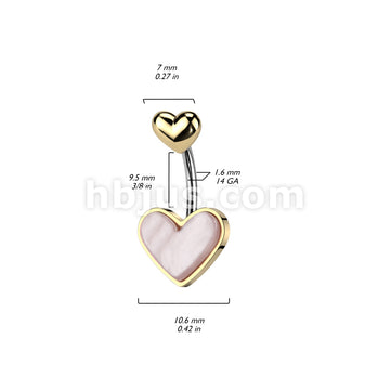 316L Surgical Steel 316L Stainless Steel Double Heart Belly Button Ring... - Image 4