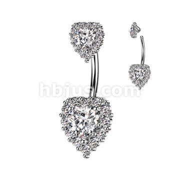 316L Surgical Steel 316L Surgical Steel Double Heart CZ Belly Button... - Image 2