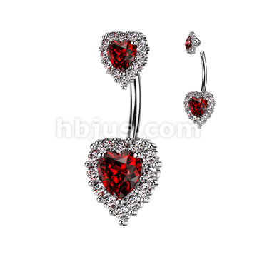 316L Surgical Steel 316L Surgical Steel Double Heart CZ Belly Button... - Image 4