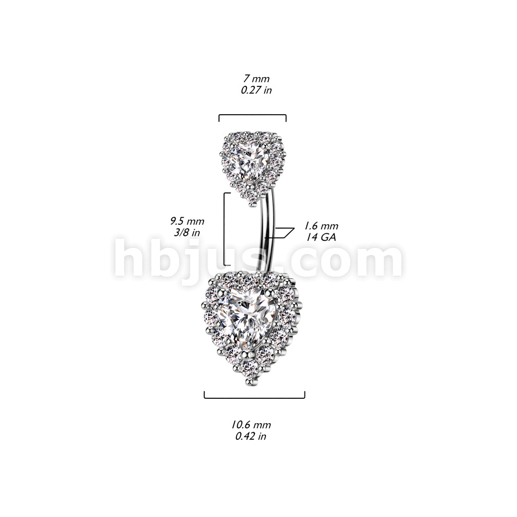 316L Surgical Steel 316L Surgical Steel Double Heart CZ Belly Button... - Image 6