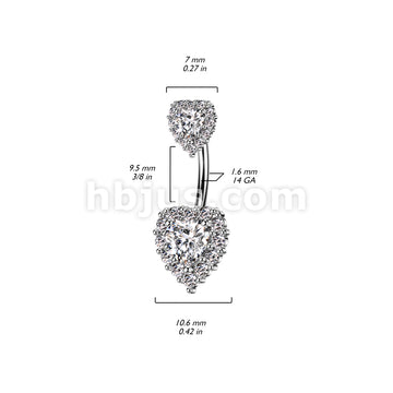 316L Surgical Steel 316L Surgical Steel Double Heart CZ Belly Button... - Image 6