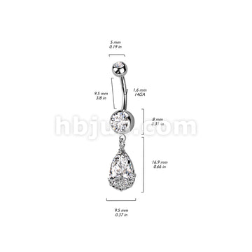 316L Surgical Steel 316L Surgical Steel Double Jeweled CZ With Pear CZ... - Image 5