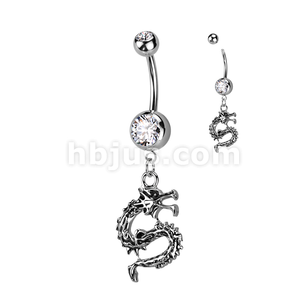 316L Surgical Steel Double Jeweled 316L Surgical Steel Belly Button... - Image 2