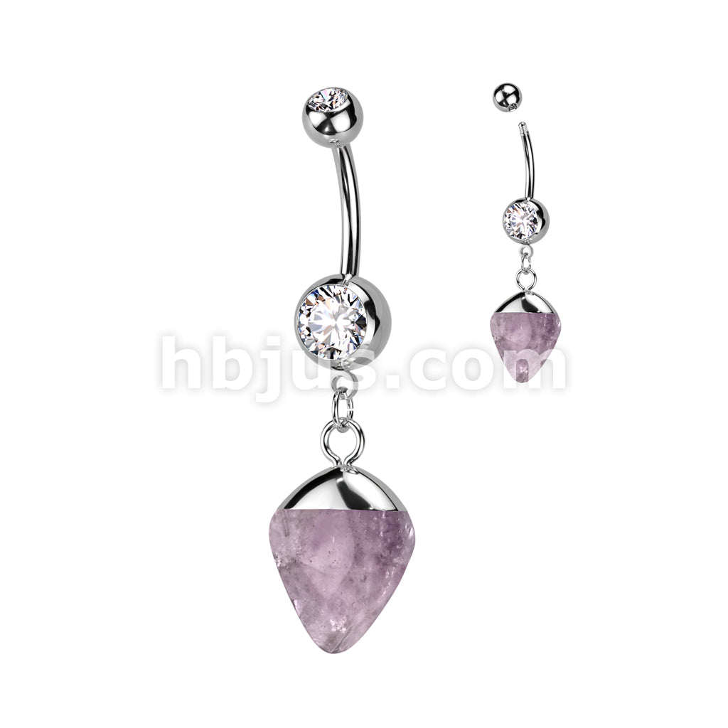 316L Surgical Steel Double Jeweled 316L Surgical Steel Belly Button... - Image 2