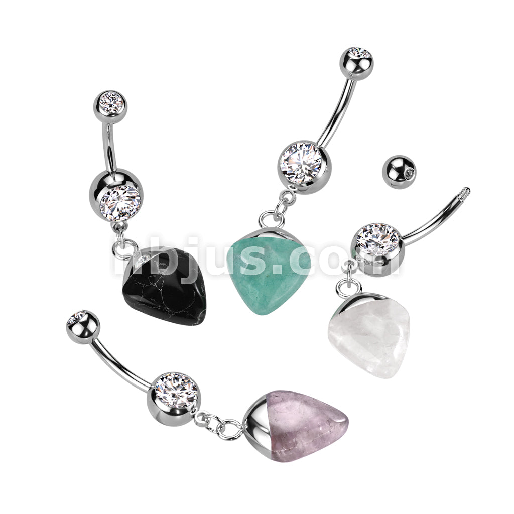 316L Surgical Steel Double Jeweled 316L Surgical Steel Belly Button...