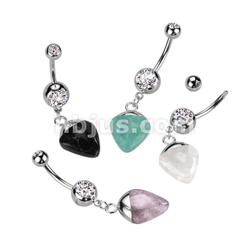 316L Surgical Steel Double Jeweled 316L Surgical Steel Belly Button...