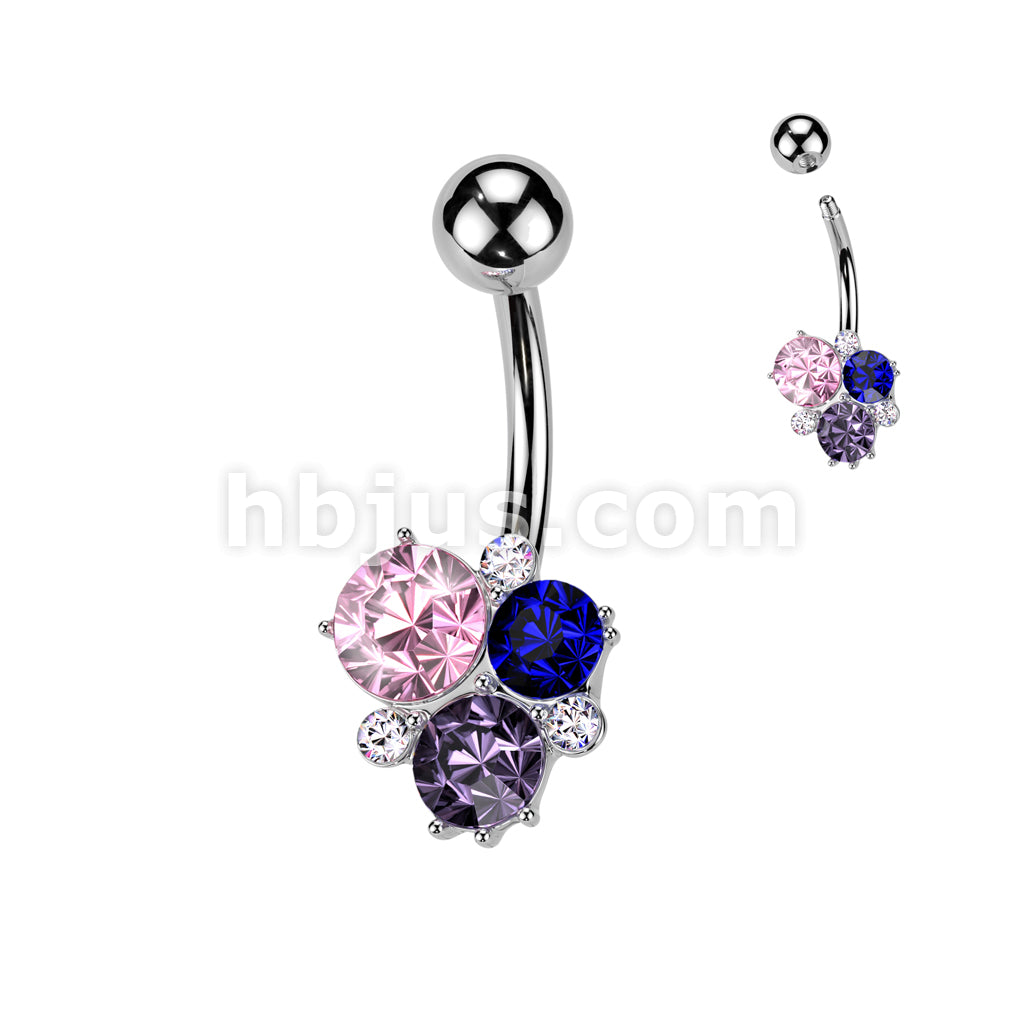 316L Surgical Steel 316L Surgical Steel Multicolor Gem Cluster Belly... - Image 3