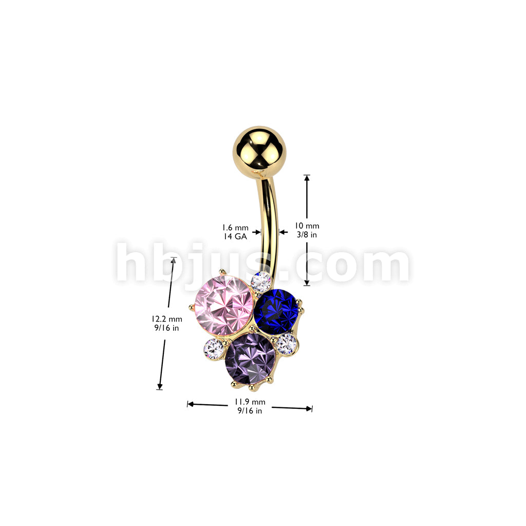 316L Surgical Steel 316L Surgical Steel Multicolor Gem Cluster Belly... - Image 4
