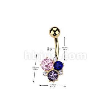 316L Surgical Steel 316L Surgical Steel Multicolor Gem Cluster Belly... - Image 4