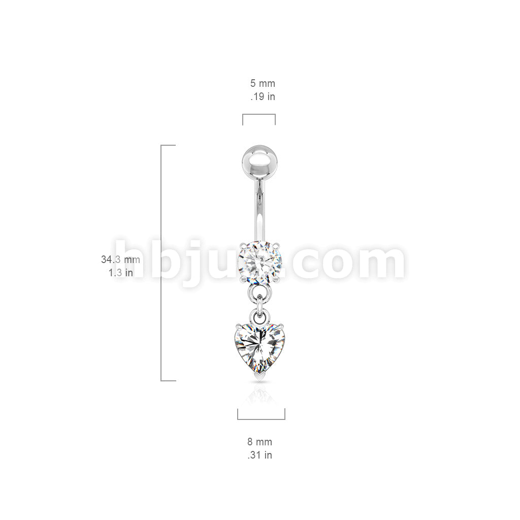 316L Surgical Steel 316L Surgical Steel Round CZ Prong Set Heart CZ... - Image 2