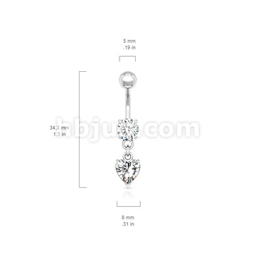 316L Surgical Steel 316L Surgical Steel Round CZ Prong Set Heart CZ... - Image 2