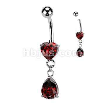 316L Surgical Steel 316L Surgical Steel Heart CZ Prong Set Pear CZ... - Image 4