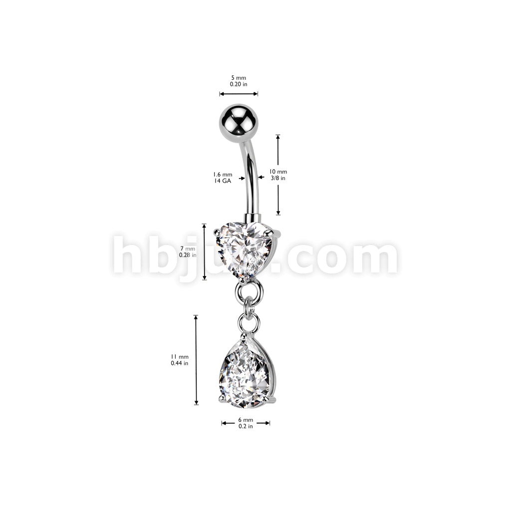 316L Surgical Steel 316L Surgical Steel Heart CZ Prong Set Pear CZ... - Image 5