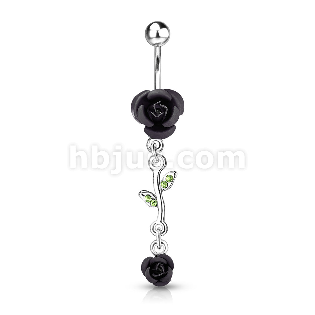 316L Surgical Steel 316L Surgical Steel Rose Dangle Metal Rose Belly... - Image 3
