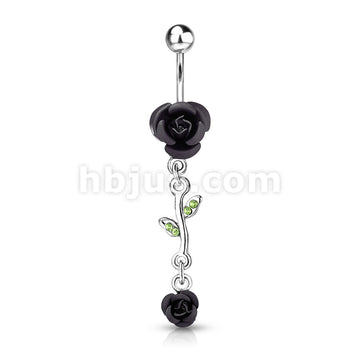 316L Surgical Steel 316L Surgical Steel Rose Dangle Metal Rose Belly... - Image 3