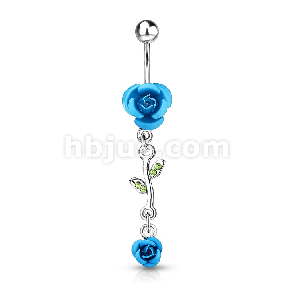316L Surgical Steel 316L Surgical Steel Rose Dangle Metal Rose Belly... - Image 5