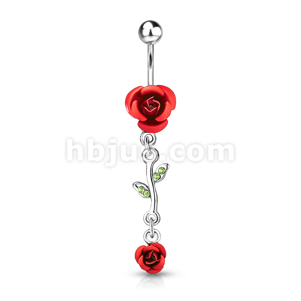 316L Surgical Steel 316L Surgical Steel Rose Dangle Metal Rose Belly... - Image 6