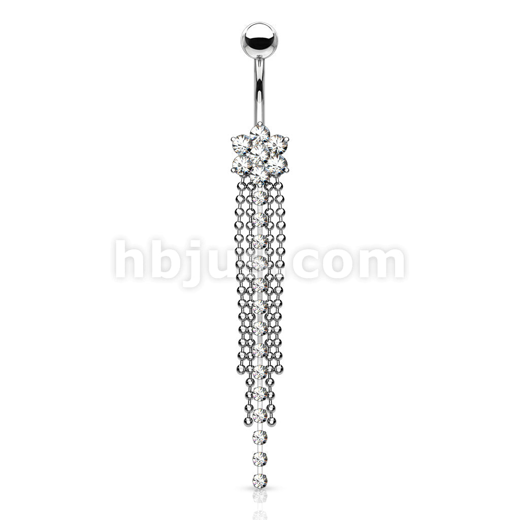 316L Surgical Steel 316L Surgical Steel 7-Gemed Flower & Crystal Chain... - Image 2