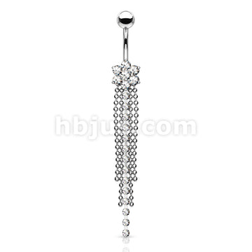 316L Surgical Steel 316L Surgical Steel 7-Gemed Flower & Crystal Chain... - Image 2