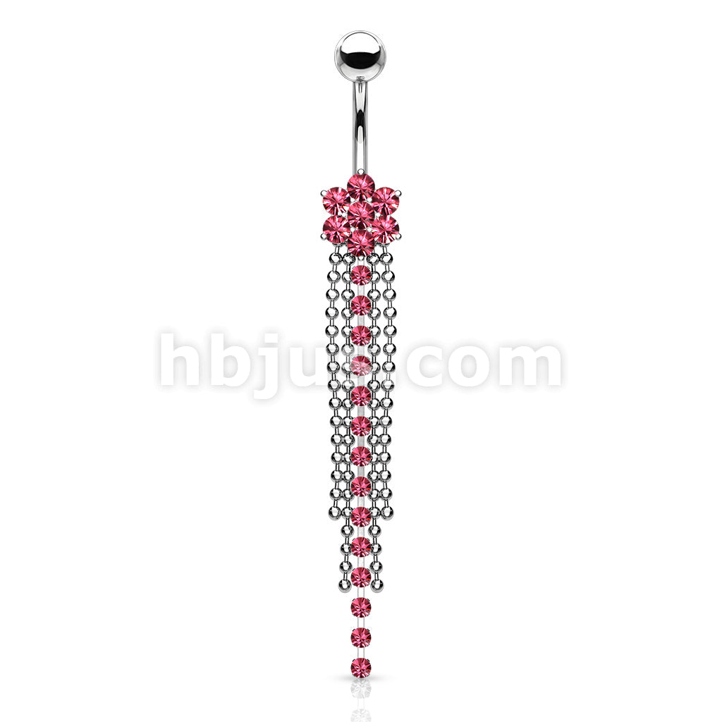 316L Surgical Steel 316L Surgical Steel 7-Gemed Flower & Crystal Chain... - Image 3