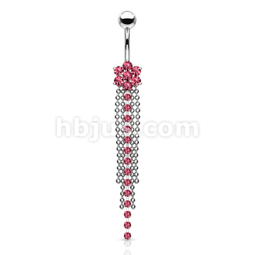 316L Surgical Steel 316L Surgical Steel 7-Gemed Flower & Crystal Chain... - Image 3