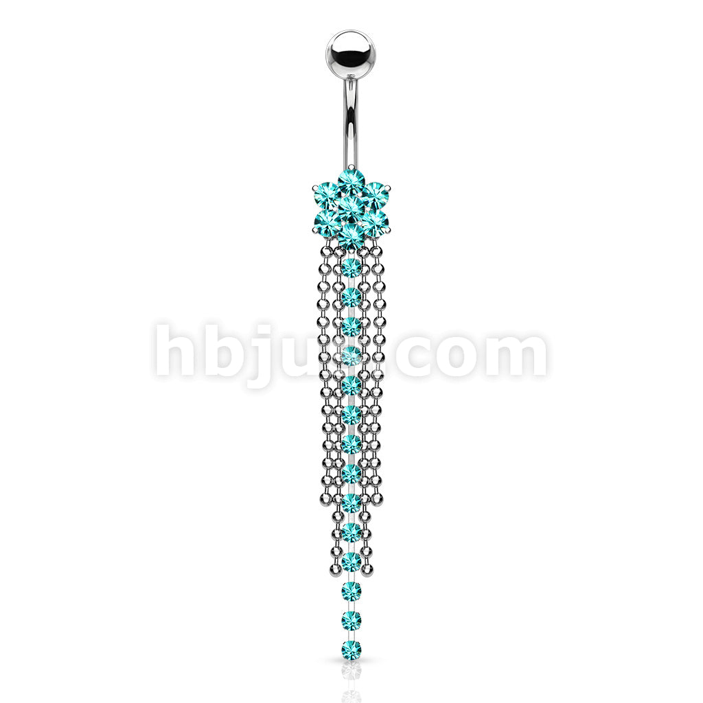 316L Surgical Steel 316L Surgical Steel 7-Gemed Flower & Crystal Chain... - Image 4