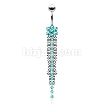 316L Surgical Steel 316L Surgical Steel 7-Gemed Flower & Crystal Chain... - Image 4