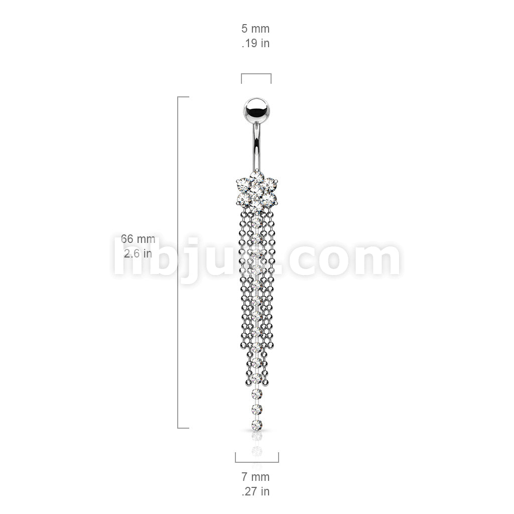 316L Surgical Steel 316L Surgical Steel 7-Gemed Flower & Crystal Chain... - Image 5