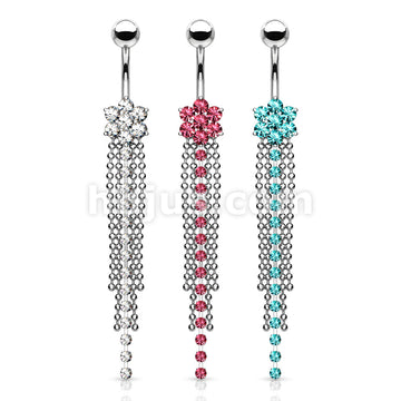 316L Surgical Steel 316L Surgical Steel 7-Gemed Flower & Crystal Chain... - Image 6
