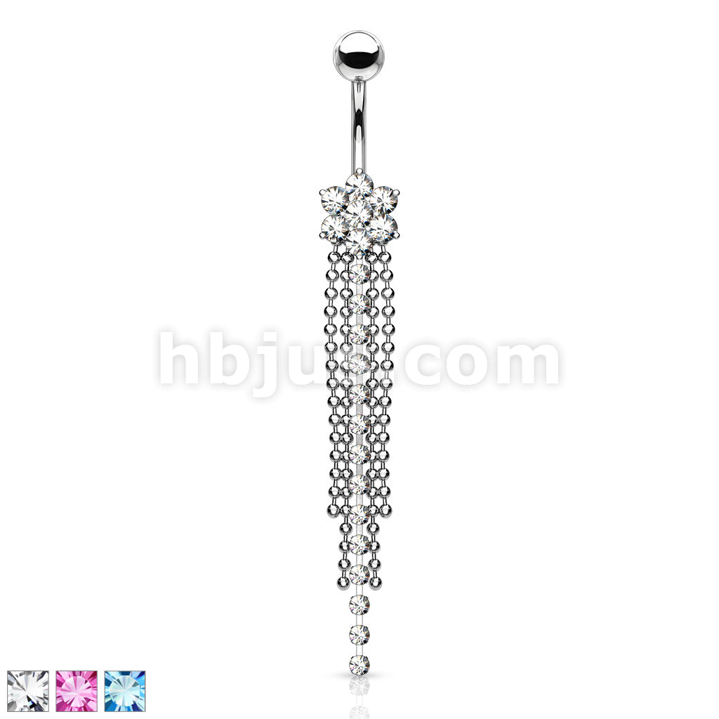 316L Surgical Steel 316L Surgical Steel 7-Gemed Flower & Crystal Chain...