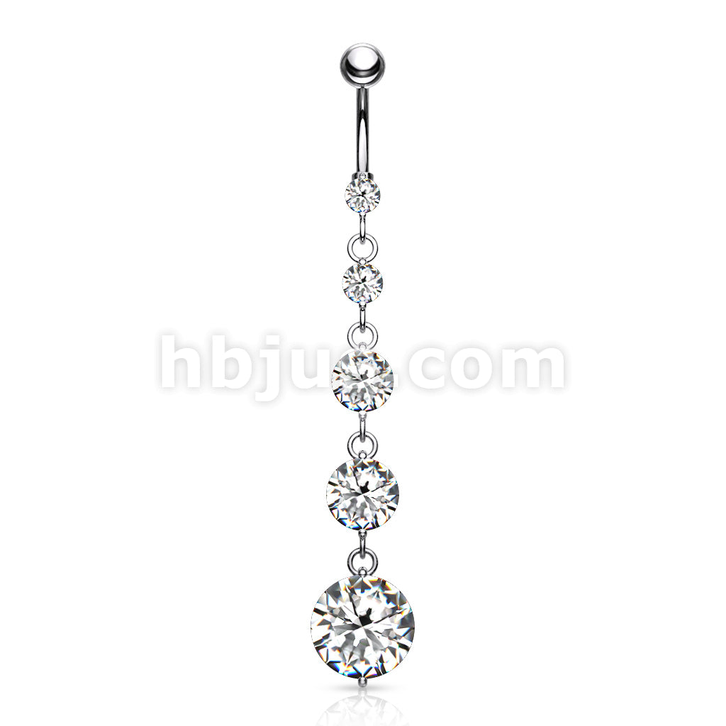 316L Surgical Steel 316L Surgical Steel 5 Round Solitare CZ Vertical... - Image 4