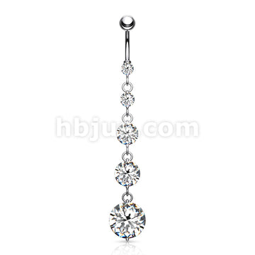 316L Surgical Steel 316L Surgical Steel 5 Round Solitare CZ Vertical... - Image 4