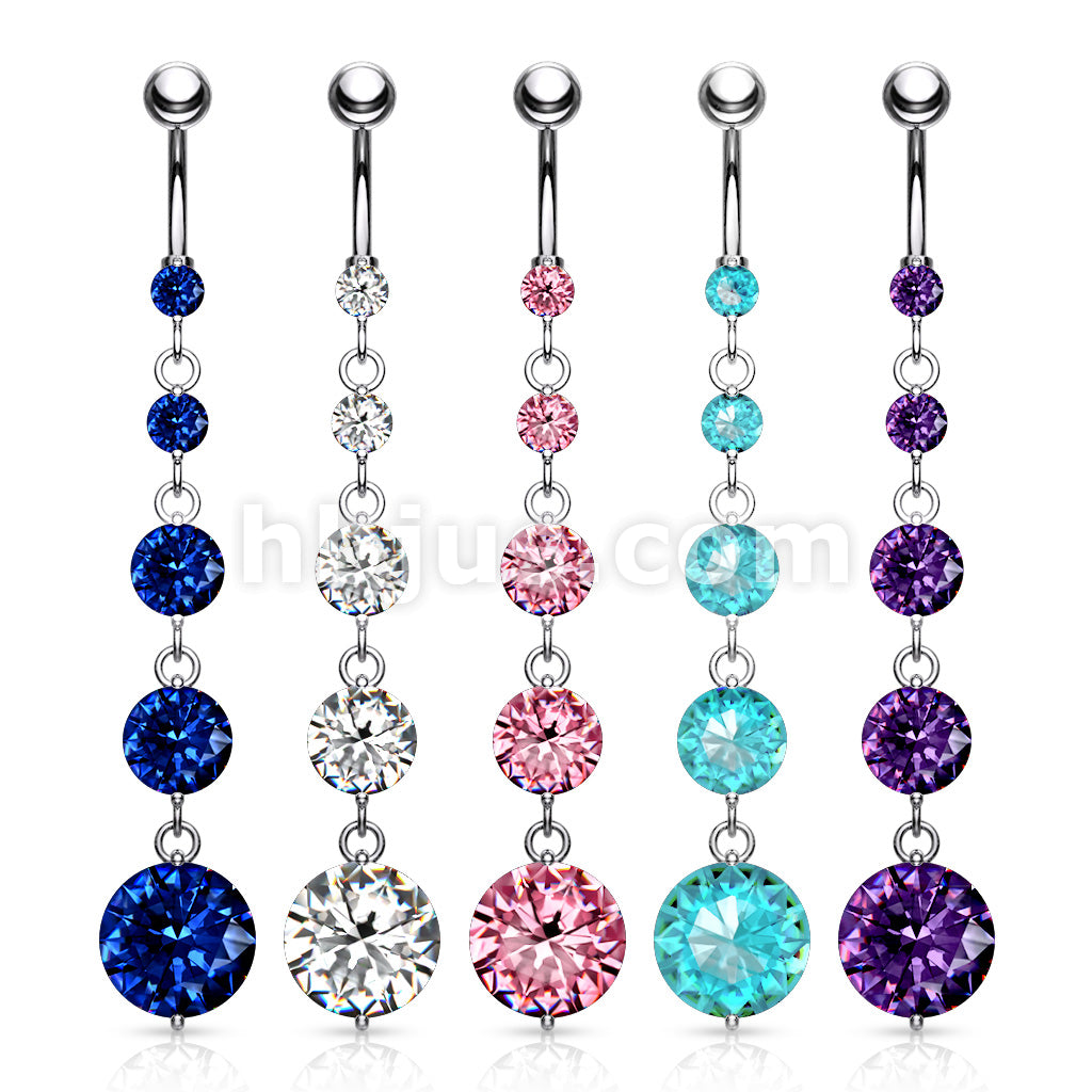 316L Surgical Steel 316L Surgical Steel 5 Round Solitare CZ Vertical... - Image 9