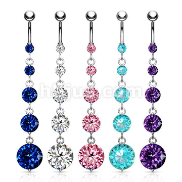 316L Surgical Steel 316L Surgical Steel 5 Round Solitare CZ Vertical... - Image 9
