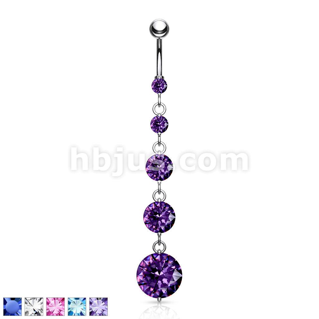 316L Surgical Steel 316L Surgical Steel 5 Round Solitare CZ Vertical... - Image 2