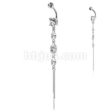 316L Surgical Steel 316L Surgical Steel CZ Centered Drops With Chain... - Image 2