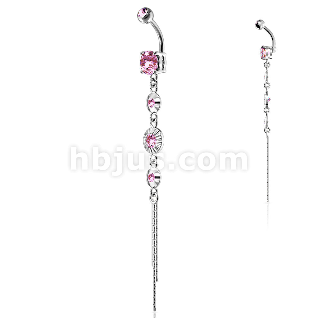 316L Surgical Steel 316L Surgical Steel CZ Centered Drops With Chain... - Image 4
