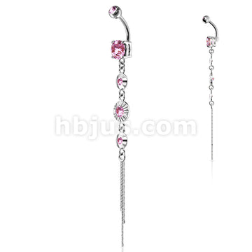 316L Surgical Steel 316L Surgical Steel CZ Centered Drops With Chain... - Image 4