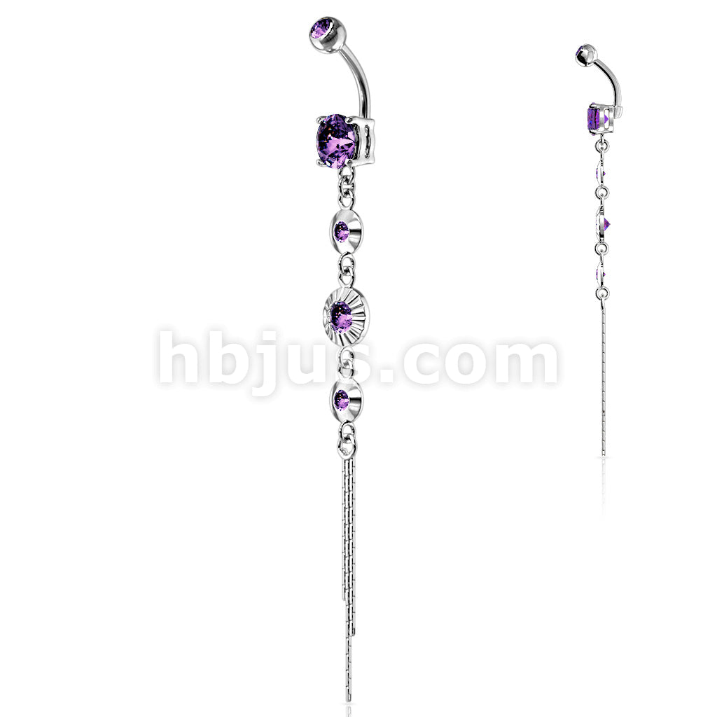 316L Surgical Steel 316L Surgical Steel CZ Centered Drops With Chain... - Image 6