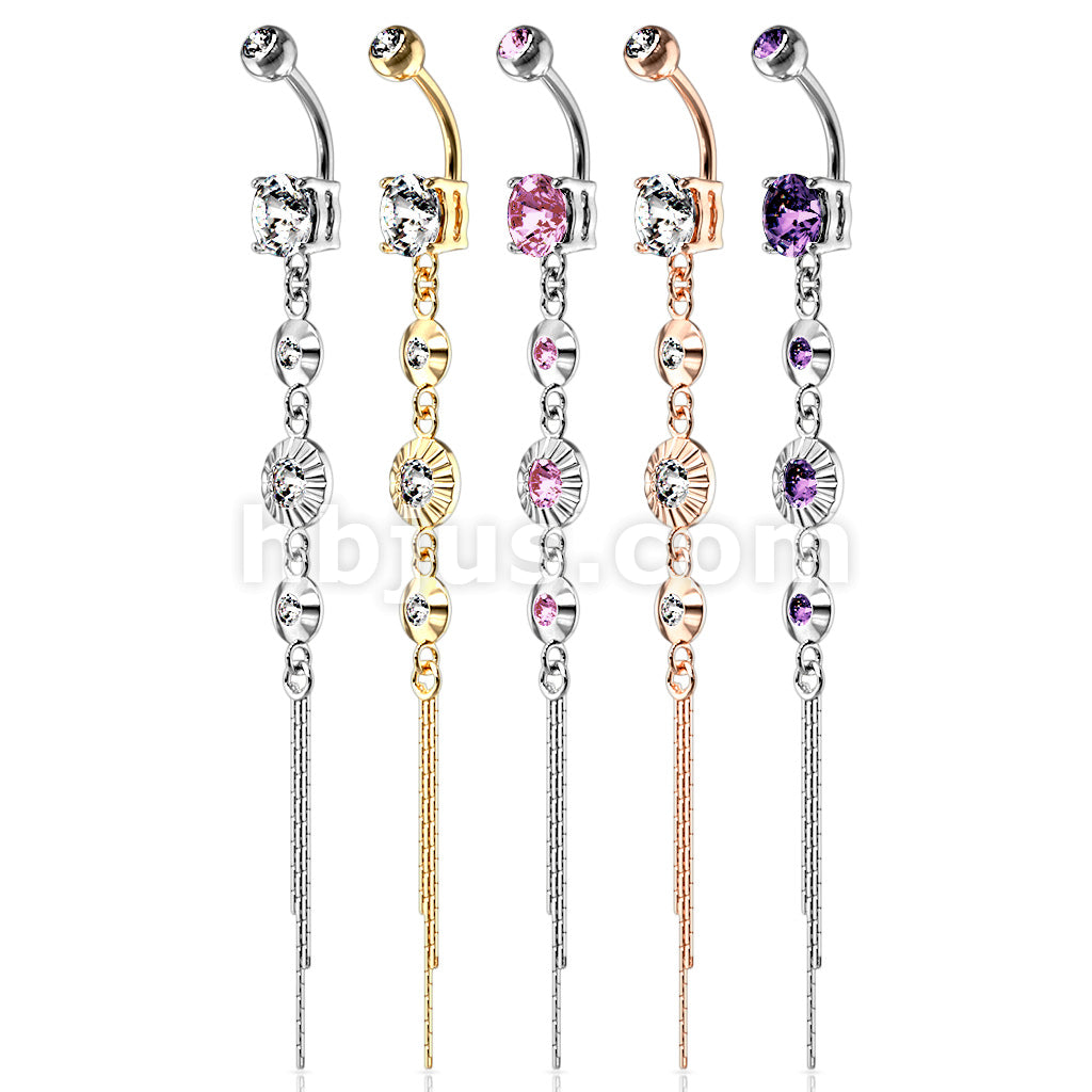 316L Surgical Steel 316L Surgical Steel CZ Centered Drops With Chain... - Image 8