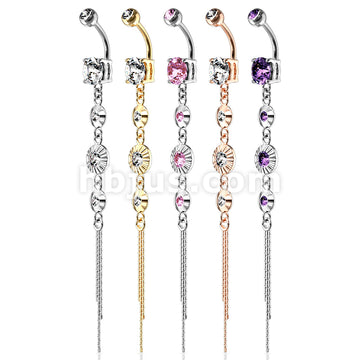 316L Surgical Steel 316L Surgical Steel CZ Centered Drops With Chain... - Image 8