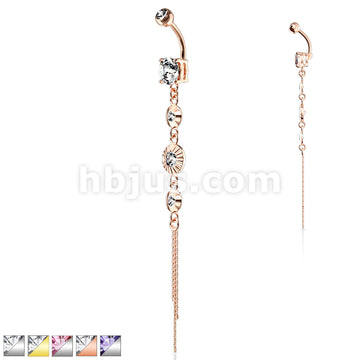 316L Surgical Steel 316L Surgical Steel CZ Centered Drops With Chain...