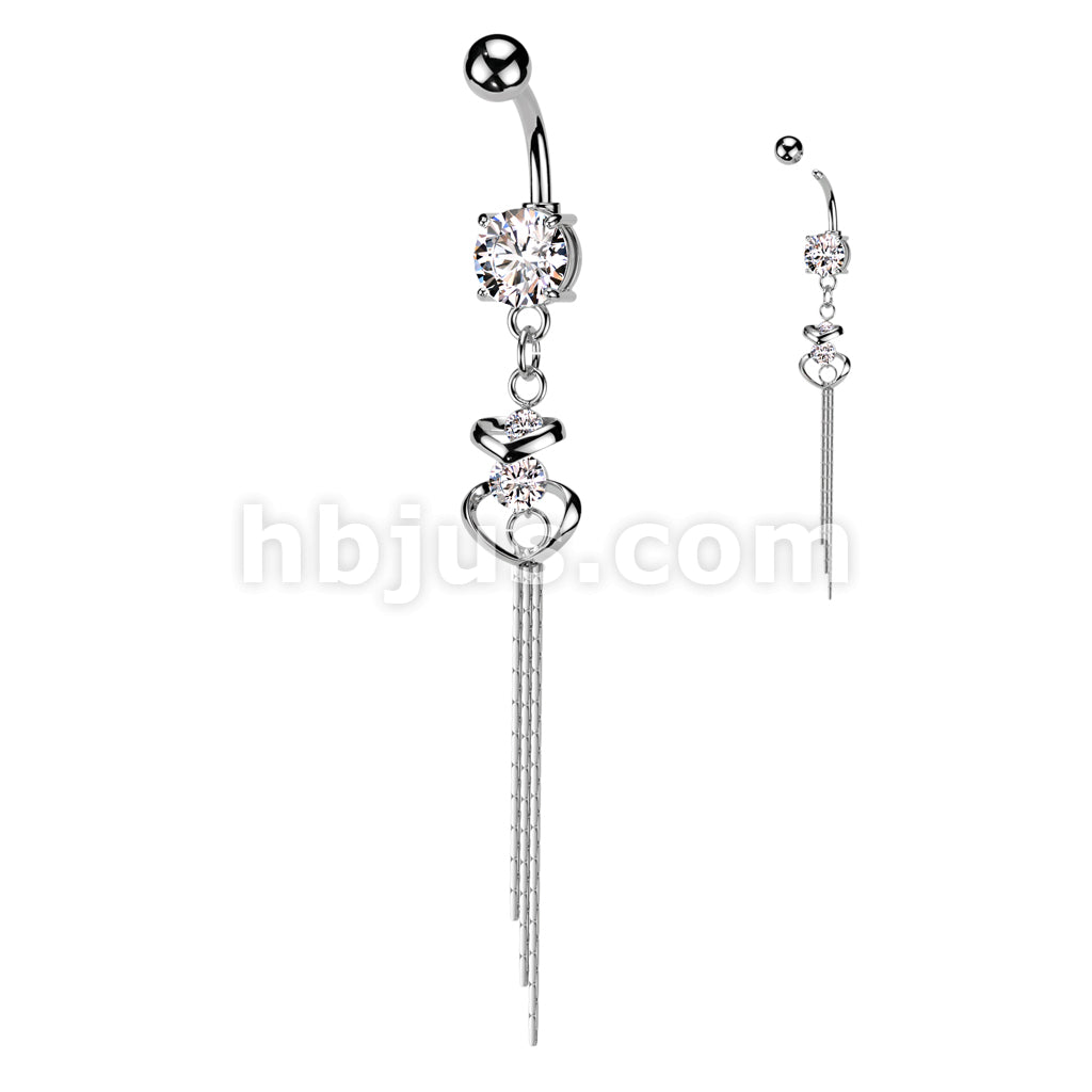 316L Surgical Steel 316L Surgical Steel CZ Centered Double Hearts With... - Image 2