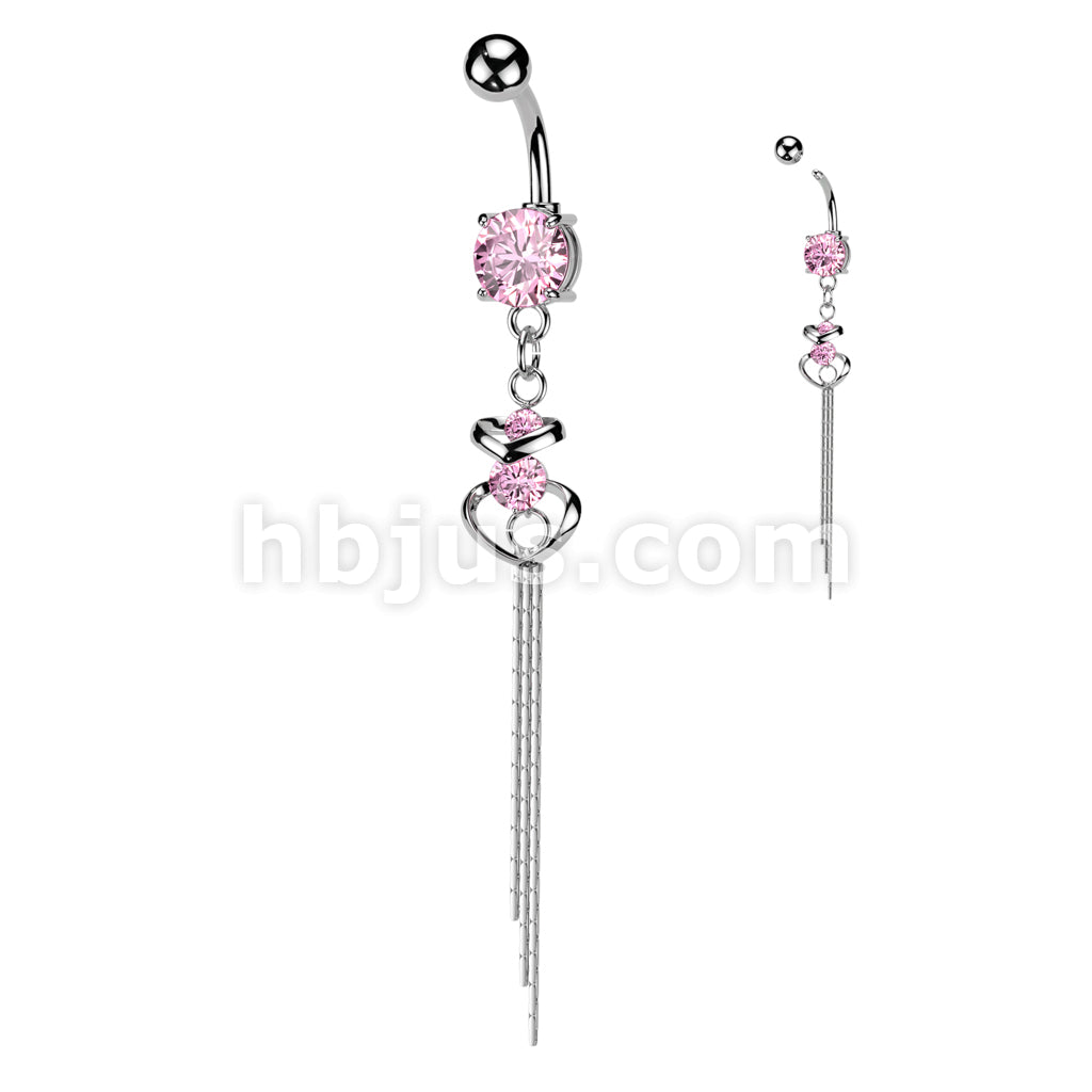 316L Surgical Steel 316L Surgical Steel CZ Centered Double Hearts With... - Image 3
