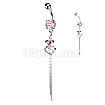 316L Surgical Steel 316L Surgical Steel CZ Centered Double Hearts With... - Image 3