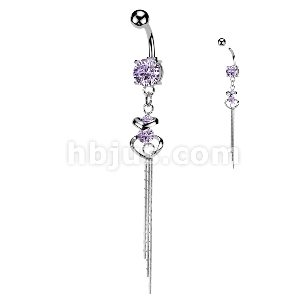 316L Surgical Steel 316L Surgical Steel CZ Centered Double Hearts With... - Image 5